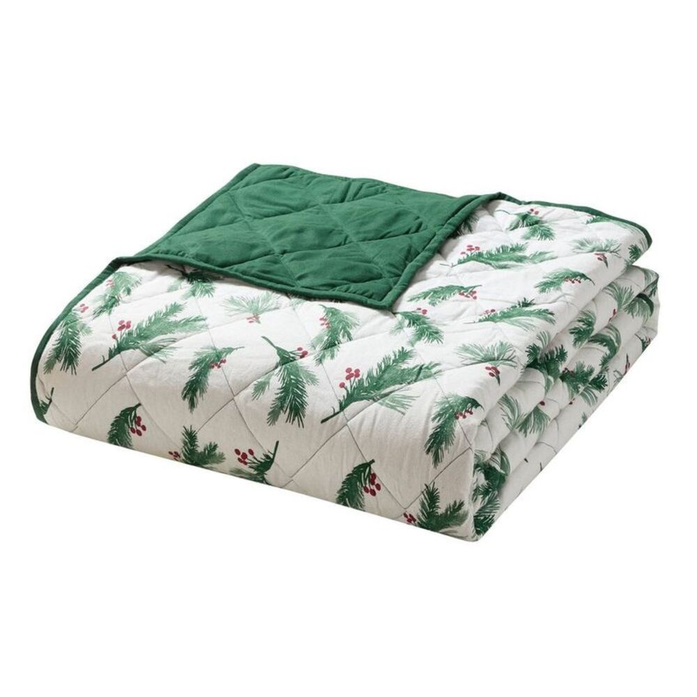 Hallmark King Flannel Greenery Print Quilt Set - Picture 3 of 5